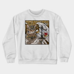 Egyptian Cat With Scale - Black Outlined Design Crewneck Sweatshirt